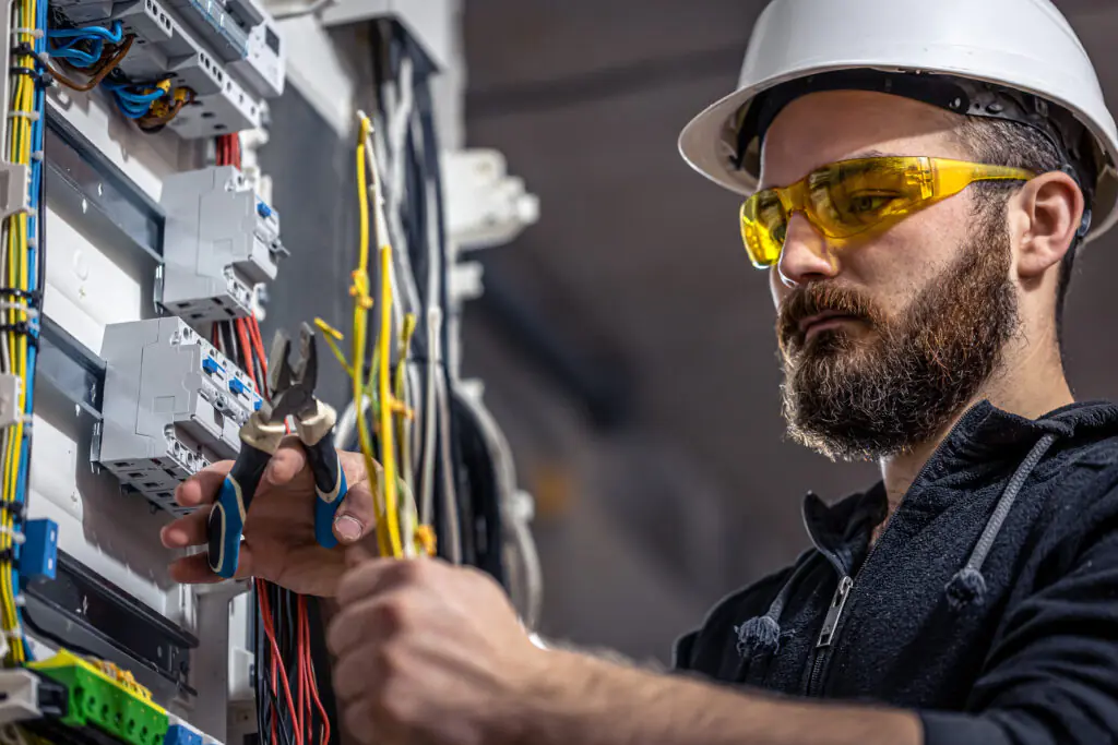 Licensed electrician at work